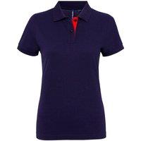Asquith & Fox Women's Short Sleeve Contrast Polo Shirt in Navy | Size: 2XL