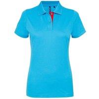 Asquith & Fox Women's Short Sleeve Contrast Polo Shirt in Turquoise | Size: 2XL