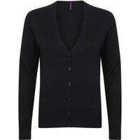 Henbury Women's V-Neck Button Up Cardigan in Black | Size: 2XL
