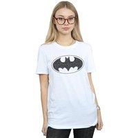 DC Comics Women's Batman One Colour Logo Cotton Boyfriend T-Shirt in White | Size: XL