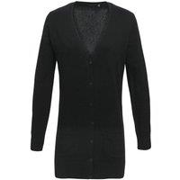 Premier Women's Longline V Neck Knitted Cardigan in Black | Size: 18