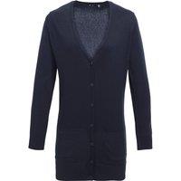 Premier Women's Longline V Neck Knitted Cardigan in Navy | Size: 10
