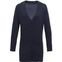 Premier Women's Longline V Neck Knitted Cardigan in Navy | Size: 14