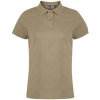 Asquith & Fox Women's Plain Short Sleeve Polo Shirt in Khaki | Size: 2XL