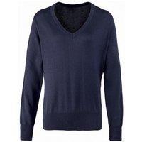 Premier Women's V-Neck Knitted Sweater Top in Navy | Size: 12