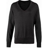 Premier Women's V-Neck Knitted Sweater Top in Black | Size: 10