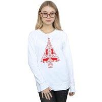 Disney Women's Frozen Christmas Tree Sweatshirt in White | Size: Large
