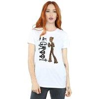 Marvel Women's Avengers Infinity War I Am Teenage Groot Cotton Boyfriend T-Shirt in White | Size: XL