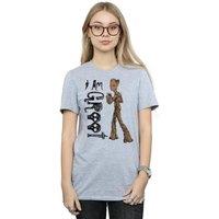 Marvel Women's Avengers Infinity War I Am Teenage Groot Cotton Boyfriend T-Shirt in Grey | Size: XL