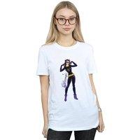 DC Comics Women's Catwoman Happy Pose Cotton Boyfriend T-Shirt in White | Size: Small