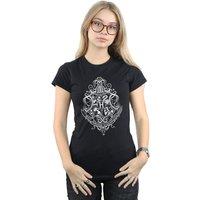 Harry Potter Women's Hogwarts Draco Dormiens Crest Cotton T-Shirt in Black | Size: XL