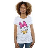 Disney Women's Daisy Duck Head Painted Cotton T-Shirt in White | Size: Small
