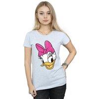 Disney Women's Daisy Duck Head Painted Cotton T-Shirt in Grey | Size: 2XL