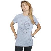Looney Tunes Women's Marvin The Martian Wheres The Kaboom Cotton Boyfriend T-Shirt in Grey | Size: Small