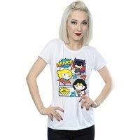 DC Comics Women's Chibi Super Friends Dance Cotton T-Shirt in White | Size: Small