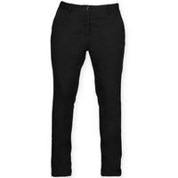 Front Row Women's Cotton Rich Stretch Chino Trousers in Black | Size: Small