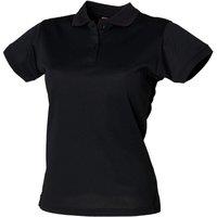 Henbury Women's Coolplus Fitted Polo Shirt in Black | Size: XS