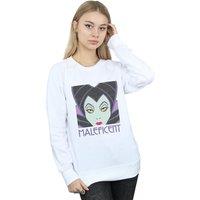 Disney Women's Maleficent Cropped Head Sweatshirt in White | Size: 2XL
