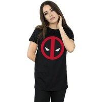 Marvel Women's Deadpool Large Clean Logo Cotton Boyfriend T-Shirt in Black | Size: Small