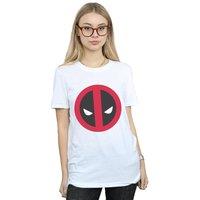 Marvel Women's Deadpool Large Clean Logo Cotton Boyfriend T-Shirt in White | Size: 3XL