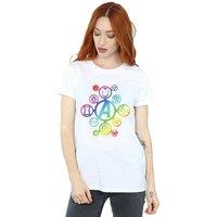 Marvel Women's Avengers Infinity War Rainbow Icons Cotton Boyfriend T-Shirt in White | Size: Large