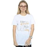 Disney Women's Dumbo Follow Your Dream Cotton Boyfriend T-Shirt in White | Size: 3XL