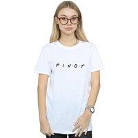 Friends Women's Pivot Logo Cotton Boyfriend T-Shirt in White | Size: 3XL