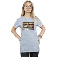 Friends Women's Central Perk Photo Cotton Boyfriend T-Shirt in Grey | Size: Medium