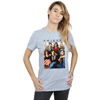 Friends Women's Group Photo Window Cotton Boyfriend T-Shirt in Grey | Size: Small