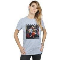 Friends Women's Group Photo Couch Cotton Boyfriend T-Shirt in Grey | Size: Medium