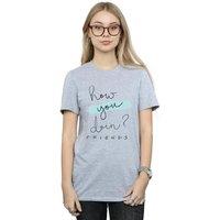 Friends Women's How You Doin? Handwriting Cotton Boyfriend T-Shirt in Grey | Size: Medium