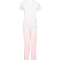 Towel City Women's Pyjama T-Shirt & Bottoms Set in White | Size: Large