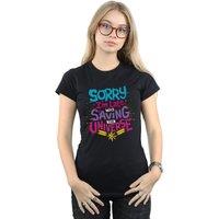 Marvel Women's Captain Saving The Universe Cotton T-Shirt in Black | Size: 2XL