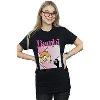 Disney Women's Bambi Nice To Meet You Cotton Boyfriend T-Shirt in Black | Size: Small