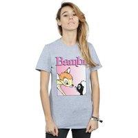 Disney Women's Bambi Nice To Meet You Cotton Boyfriend T-Shirt in Grey | Size: Large