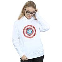 Marvel Women's Captain America Pixelated Shield Hoodie in White | Size: Medium