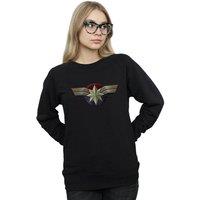 Marvel Women's Captain Chest Emblem Sweatshirt in Black | Size: 2XL