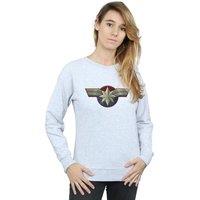 Marvel Women's Captain Chest Emblem Sweatshirt in Grey | Size: Large