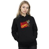 Marvel Comics Women's Vintage Logo Blast Hoodie in Black | Size: Large