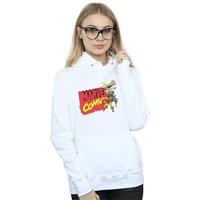 Marvel Comics Women's Vintage Logo Blast Hoodie in White | Size: Medium
