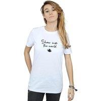 Disney Women's Aladdin Show Me The World Cotton Boyfriend T-Shirt in White | Size: Small