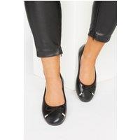 Yours Women's Extra Wide Fit Ballerina Pumps With Bow Detail in Black | Size: 4EEE