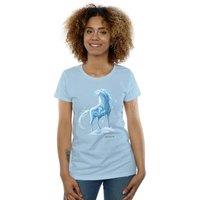 Disney Women's Frozen 2 Nokk The Water Spirit Cotton T-Shirt in Blue | Size: XL
