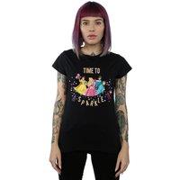 Disney Women's Princess Time To Sparkle Cotton T-Shirt in Black | Size: Large