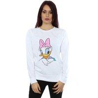 Disney Women's Daisy Duck Big Portrait Sweatshirt in White | Size: Small
