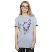 Disney Women's Bambi Mood Cotton Boyfriend T-Shirt in Grey | Size: Small