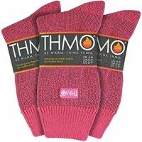 THMO Women's 3 Pairs Thick Winter Thermal Socks with Seamless Toe in Dark Pink | Size: 4-8