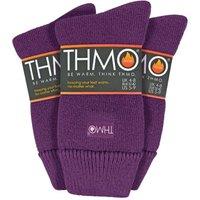 THMO Women's 3 Pairs Thick Winter Thermal Socks with Seamless Toe in Purple | Size: 4-8