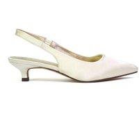 XY London Women's 'Avalone' Pointed Toe Sling Back Kitten Heel Sandals in Ivory | Size: 5