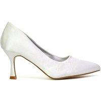 XY London Women's 'Romi' Pointed Toe Court Shoes Mid Stiletto Heels in White | Size: 7